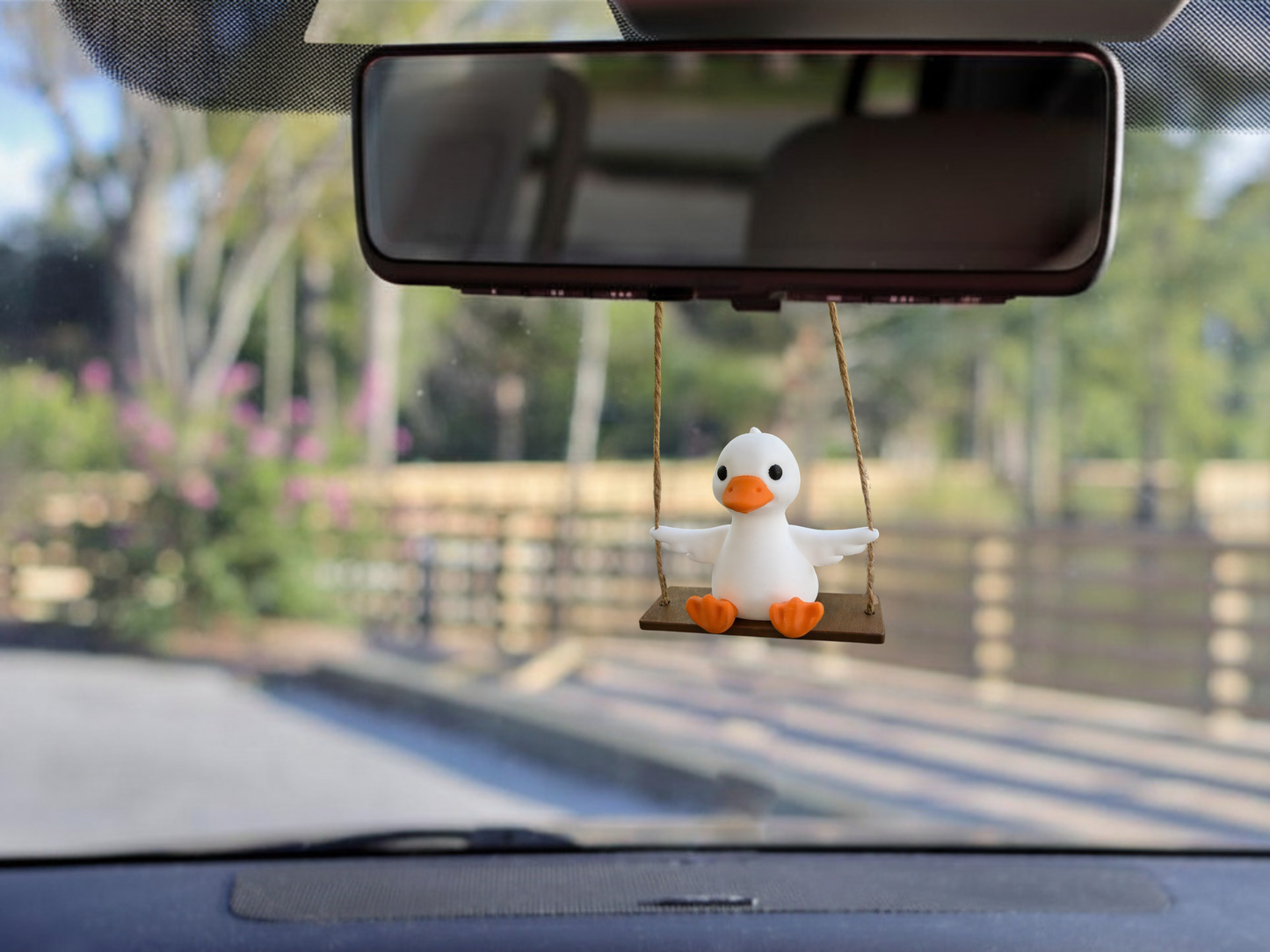 Goose on Swing | Rearview Mirror Car Charm