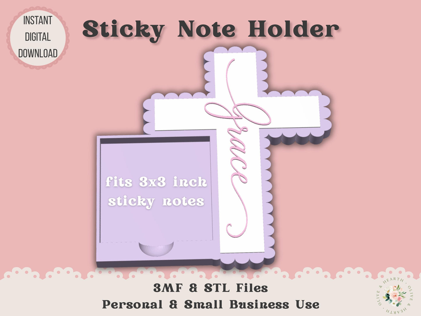 Scalloped Cross - Sticky Note Holder - Digital File