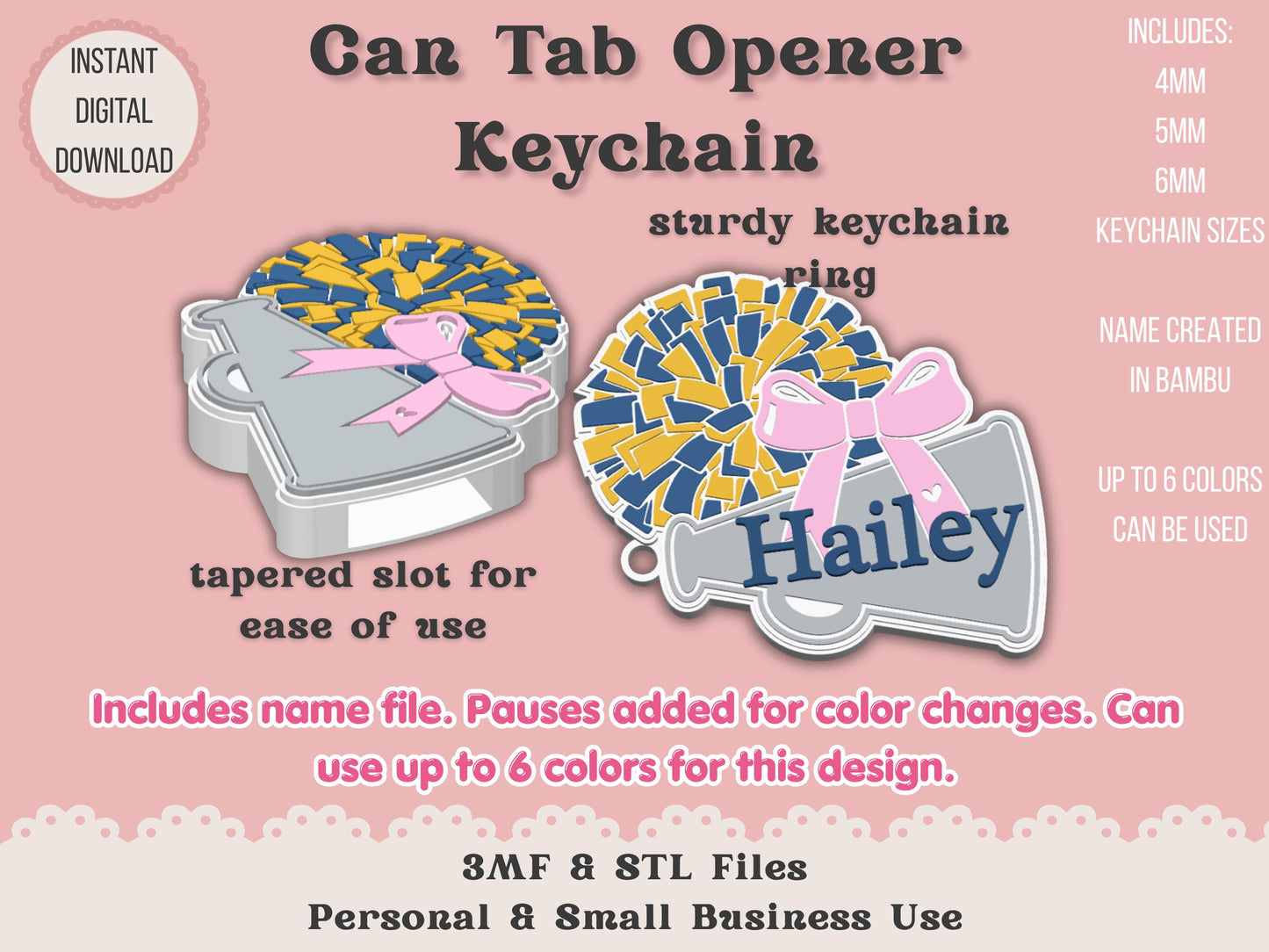Cheer Cone PomPoms Bow - Can Tab Opener - Digital File