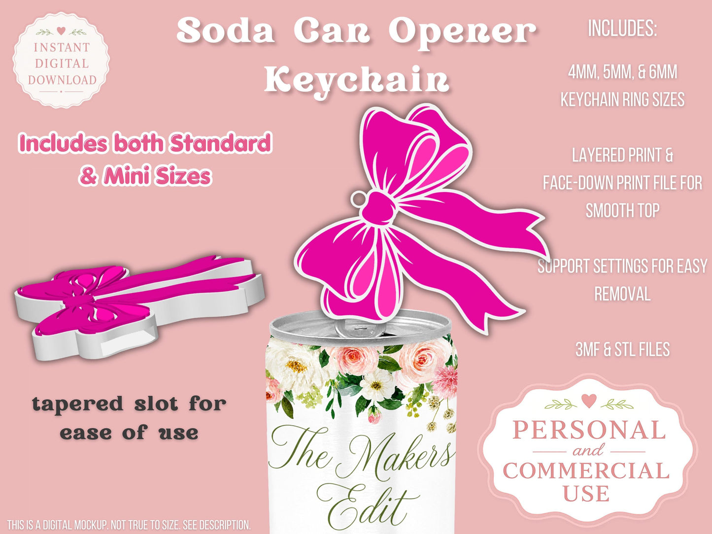 Double Loop Coquette Bow - Can Tab Opener - Digital File