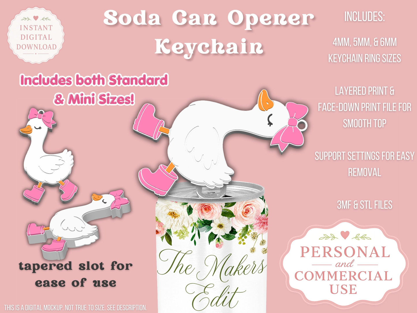 Cute Goose with Bow - Can Tab Opener - Digital File