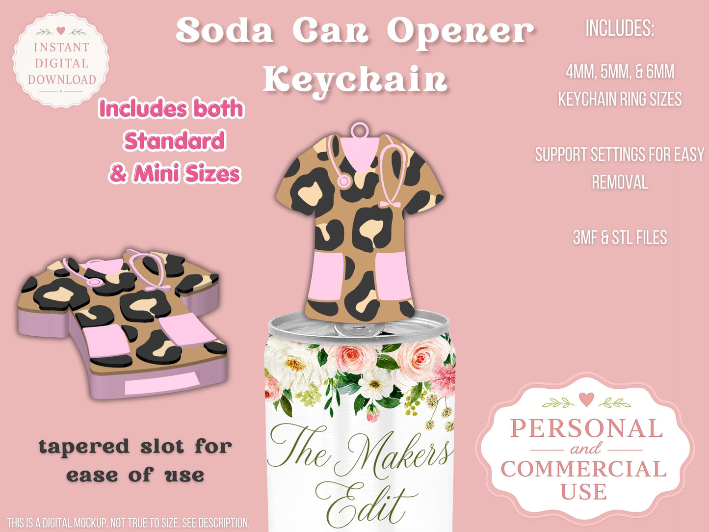 Leopard Print Scrubs - Can Tab Opener - Digital File