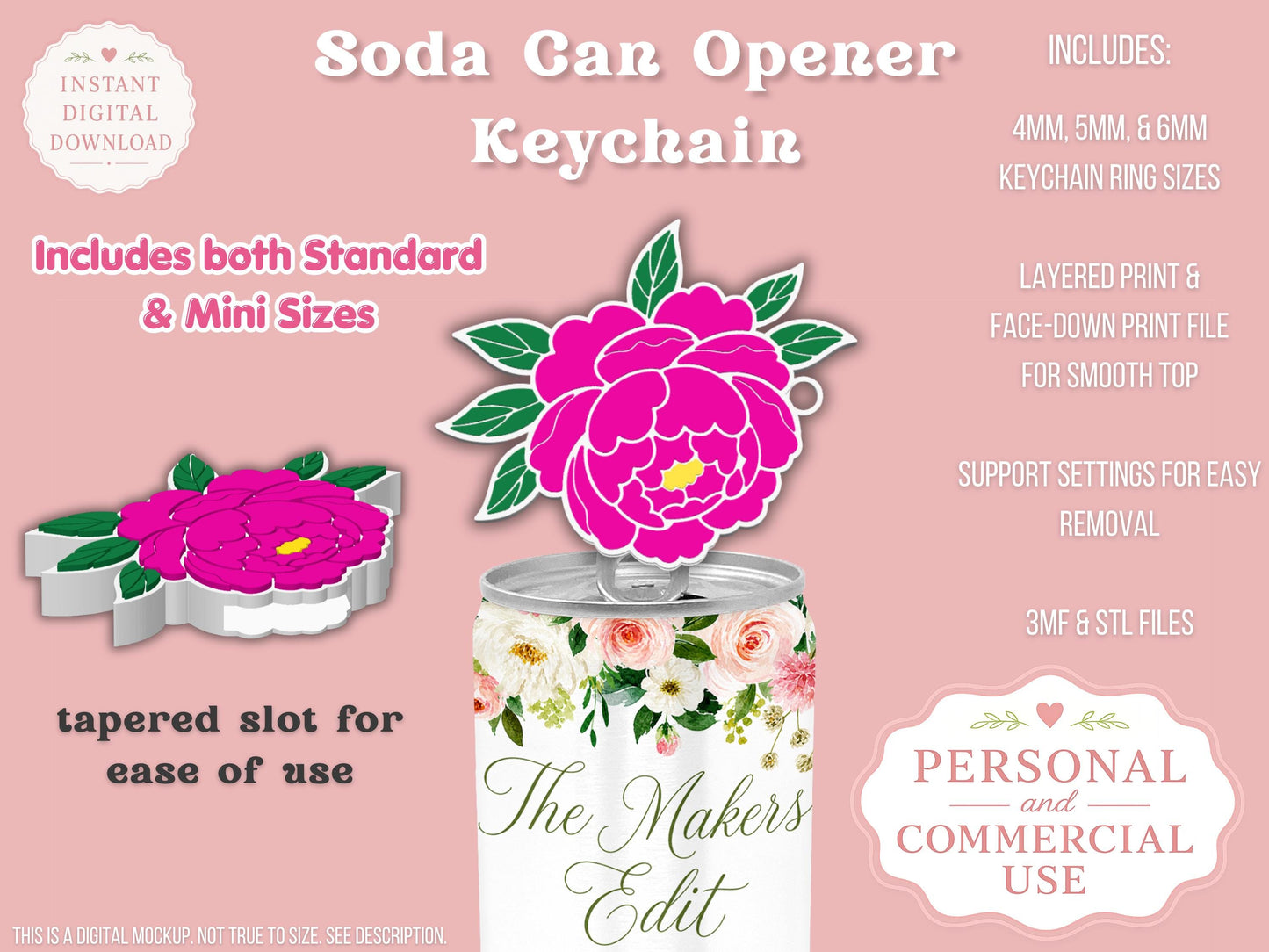 Peony - Can Tab Opener - Digital File