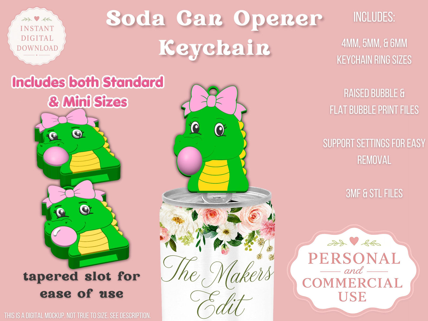 Alligator Bubblegum - Can Tab Opener - Digital File
