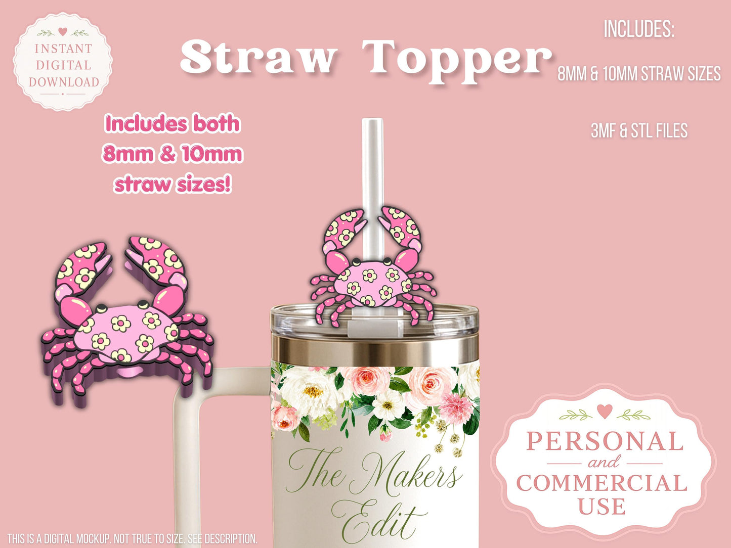 Groovy Crab - Straw Topper - Digital File