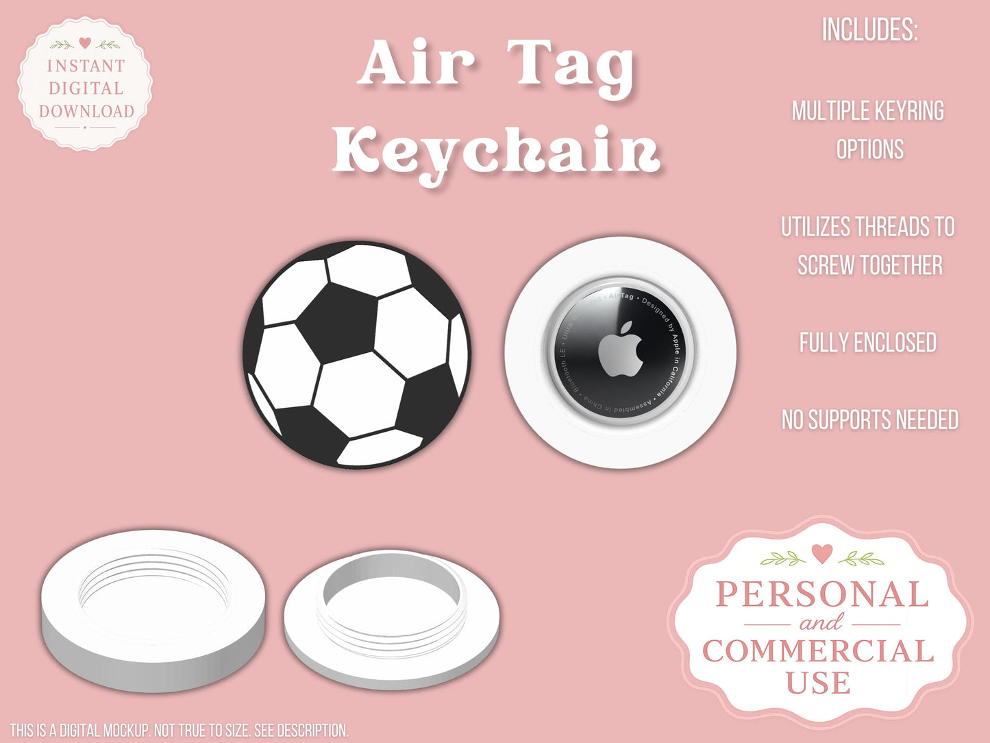 Soccer Ball - AirTag Holder - Digital File