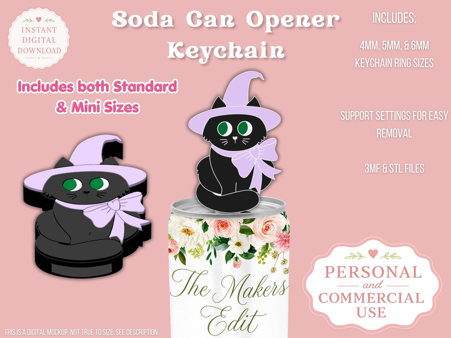 Witch Cat - Can Tab Opener - Digital File