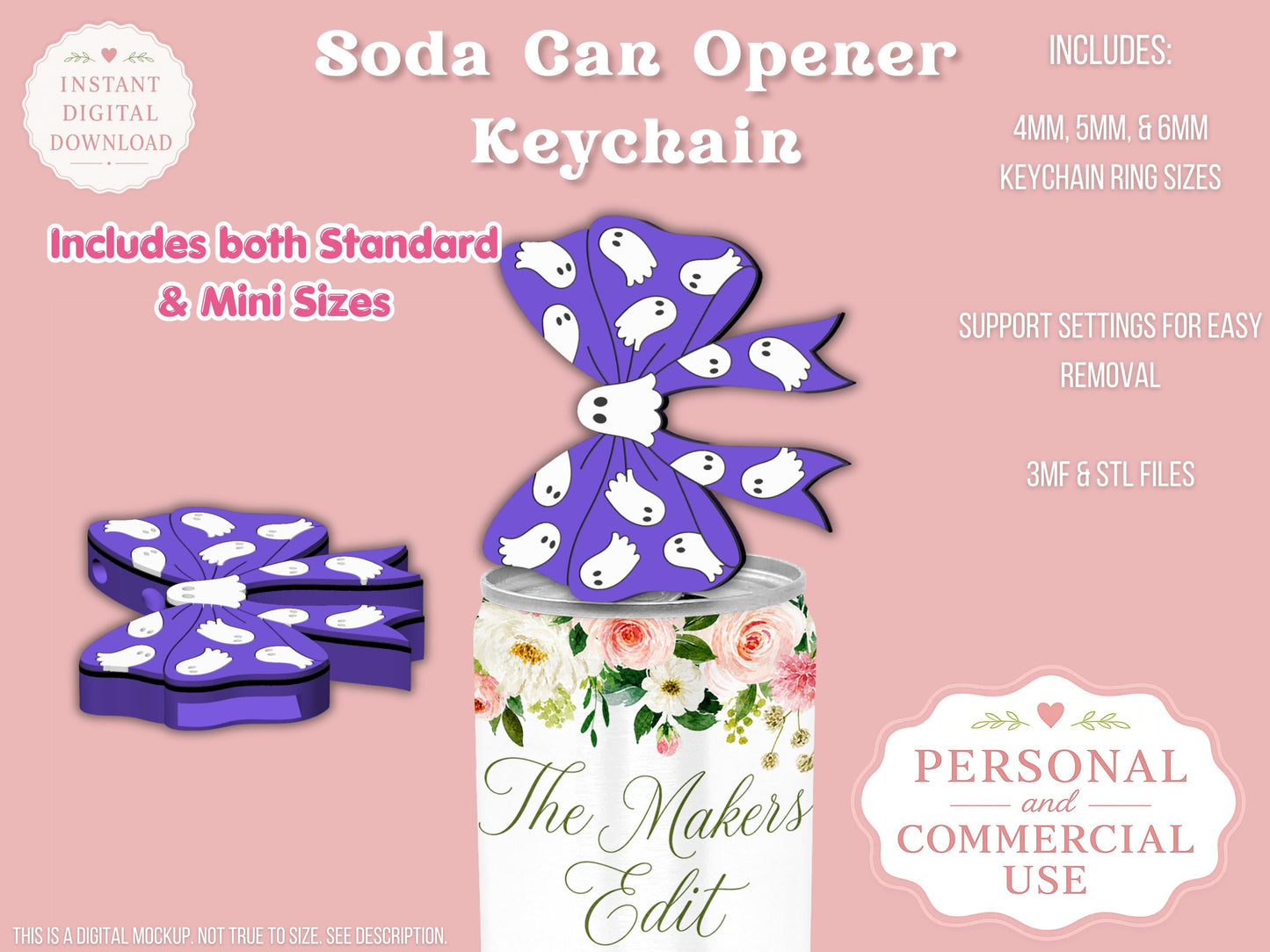 Ghost Coquette Bow - Can Tab Opener - Digital File