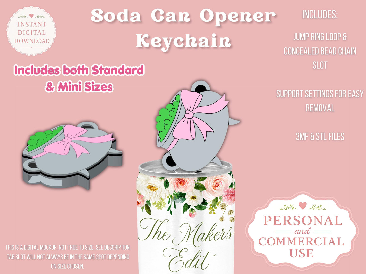 Soda Can Tab Opener Keychain 3D Printer File | Witches Cauldron STL 3MF