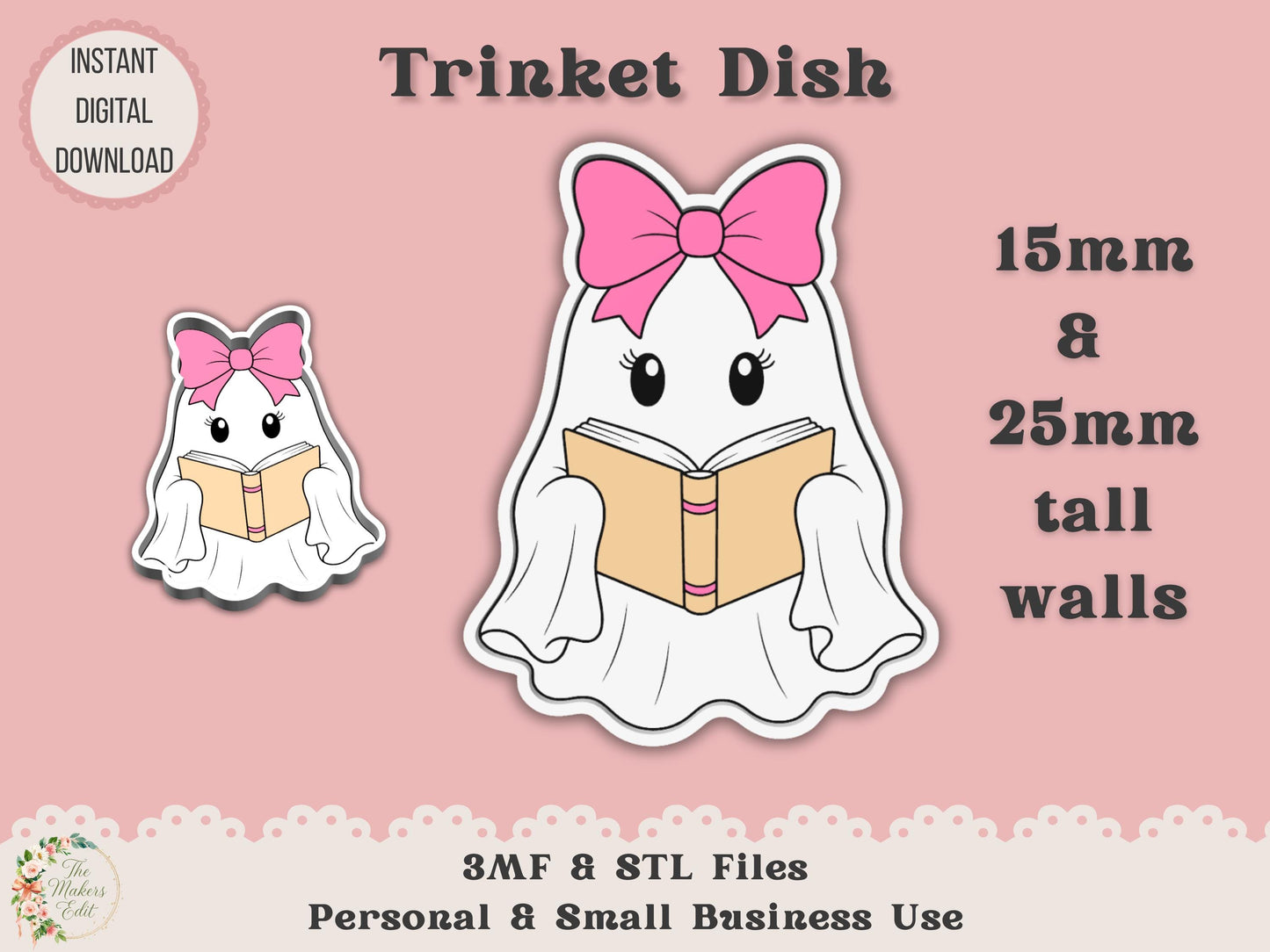 Trinket Dish 3D Printer File | Bookish Ghost STL 3MF