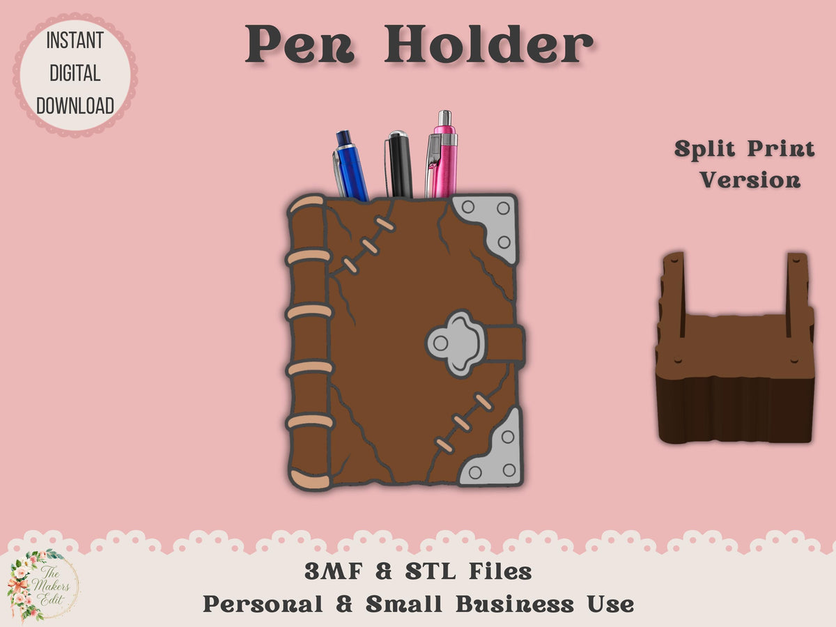 Pen Holder 3D Printer File | Spooky Book STL 3MF