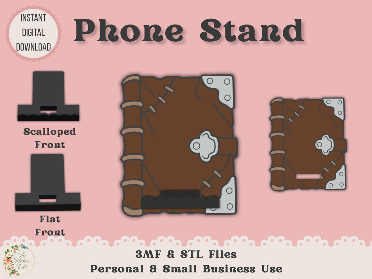 Phone Stand 3D Printer File | Spooky Book STL 3MF