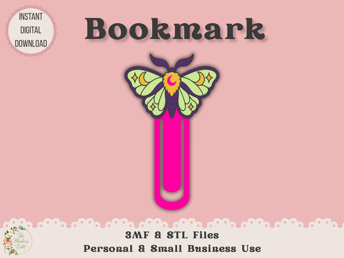 Bookmark 3D Printer File | Moth STL 3MF