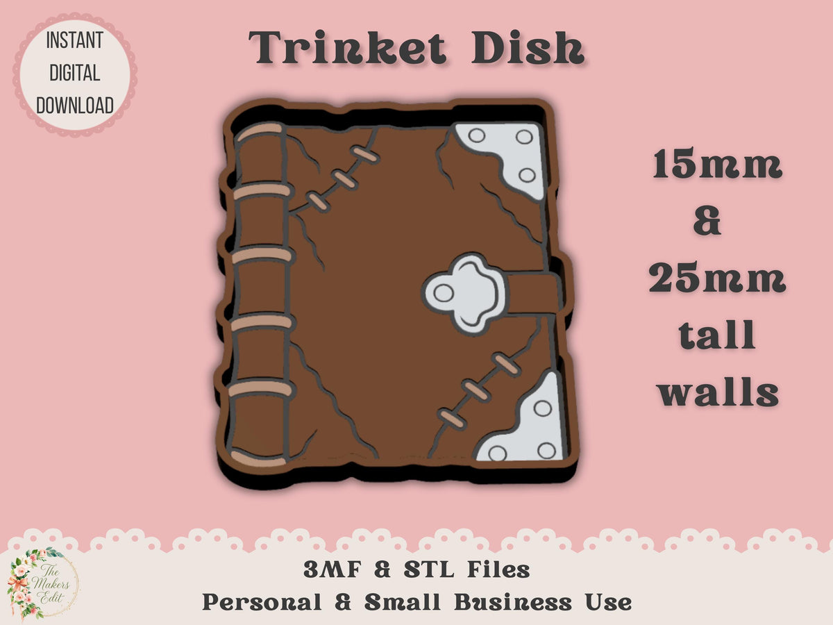 Trinket Tray 3D Printer File | Spooky Book STL 3MF