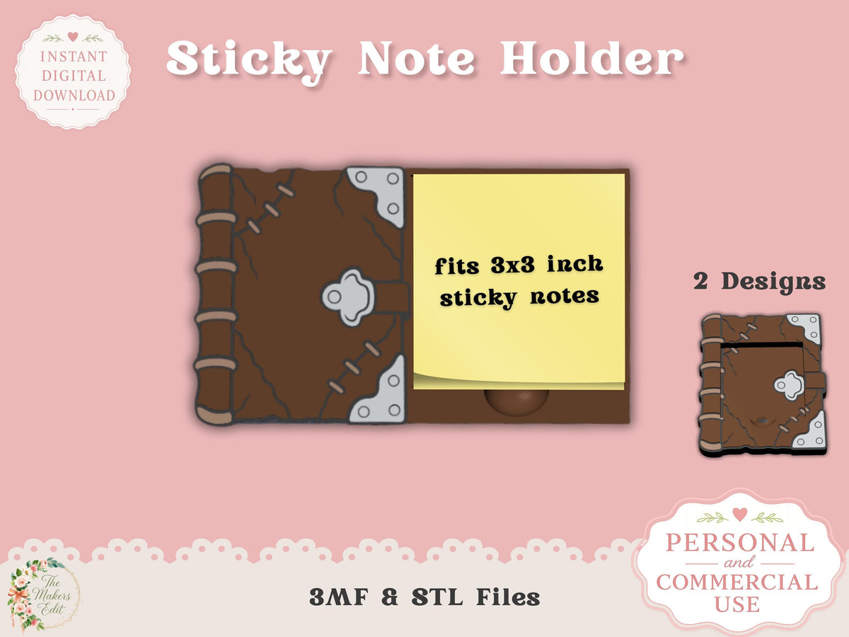 Sticky Note Holder 3D Printer File | Spooky Book STL 3MF