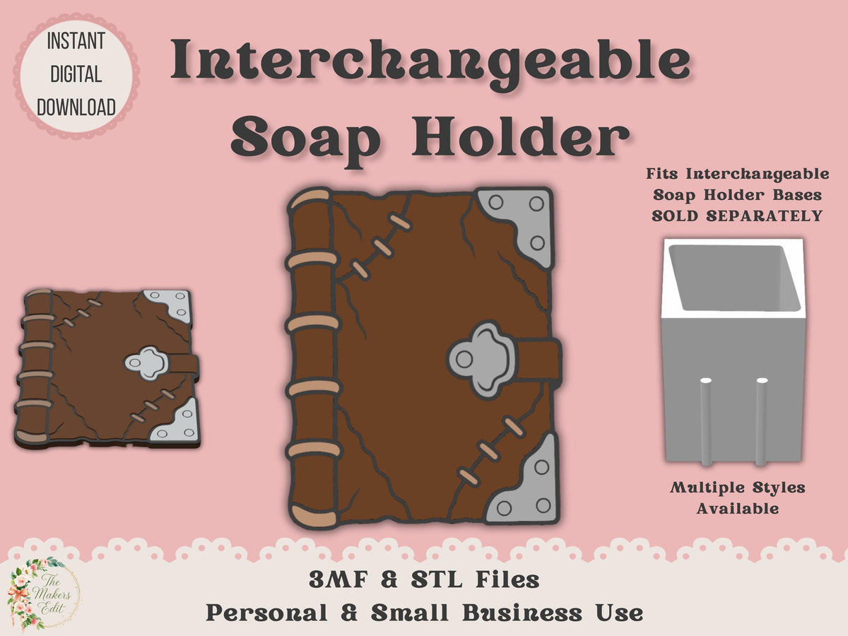 Soap Holder - Interchangeable Top 3D Printer File | Spooky Book STL 3MF