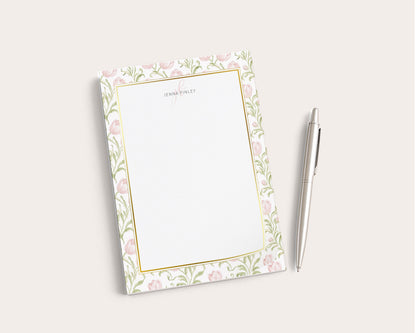 Custom Floral Notepad | 50 and 100 Sheets | Dusty Rose Tulip Flowers | Mother's Day Gift Idea