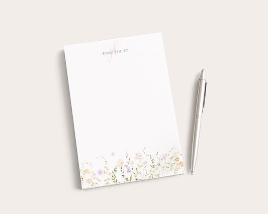 Personalized Floral Notepad | Watercolor Wildflower Flowers | Mother's Day Gift Idea