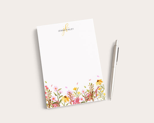 Personalized Floral Notepad | Watercolor Sunflowers | Mother's Day Gift Idea