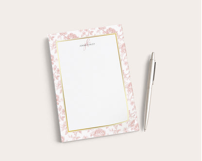 Personalized Floral Notepad | Dusty Rose Toile Flowers | Mother's Day Gift Idea