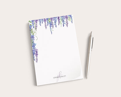 Personalized Floral Notepad | Watercolor Wisteria Flowers | Mother's Day Gift Idea