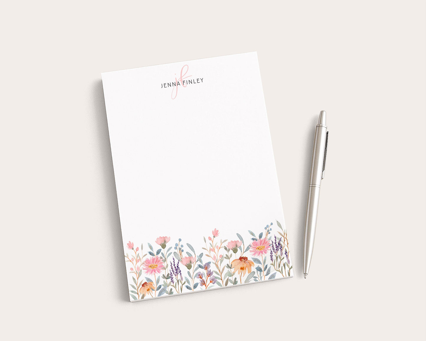 Personalized Floral Notepad | Watercolor Wildflower Flowers | Mother's Day Gift Idea