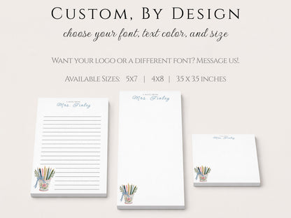 Personalized Teacher Notepad | Floral Pencil Holder