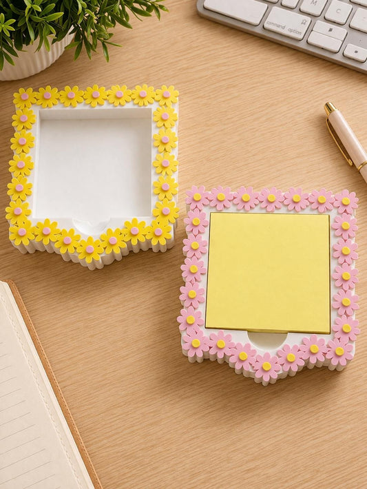 Sticky Note Holder | Daisy Flowers | Pencil Bow Desk Organizer