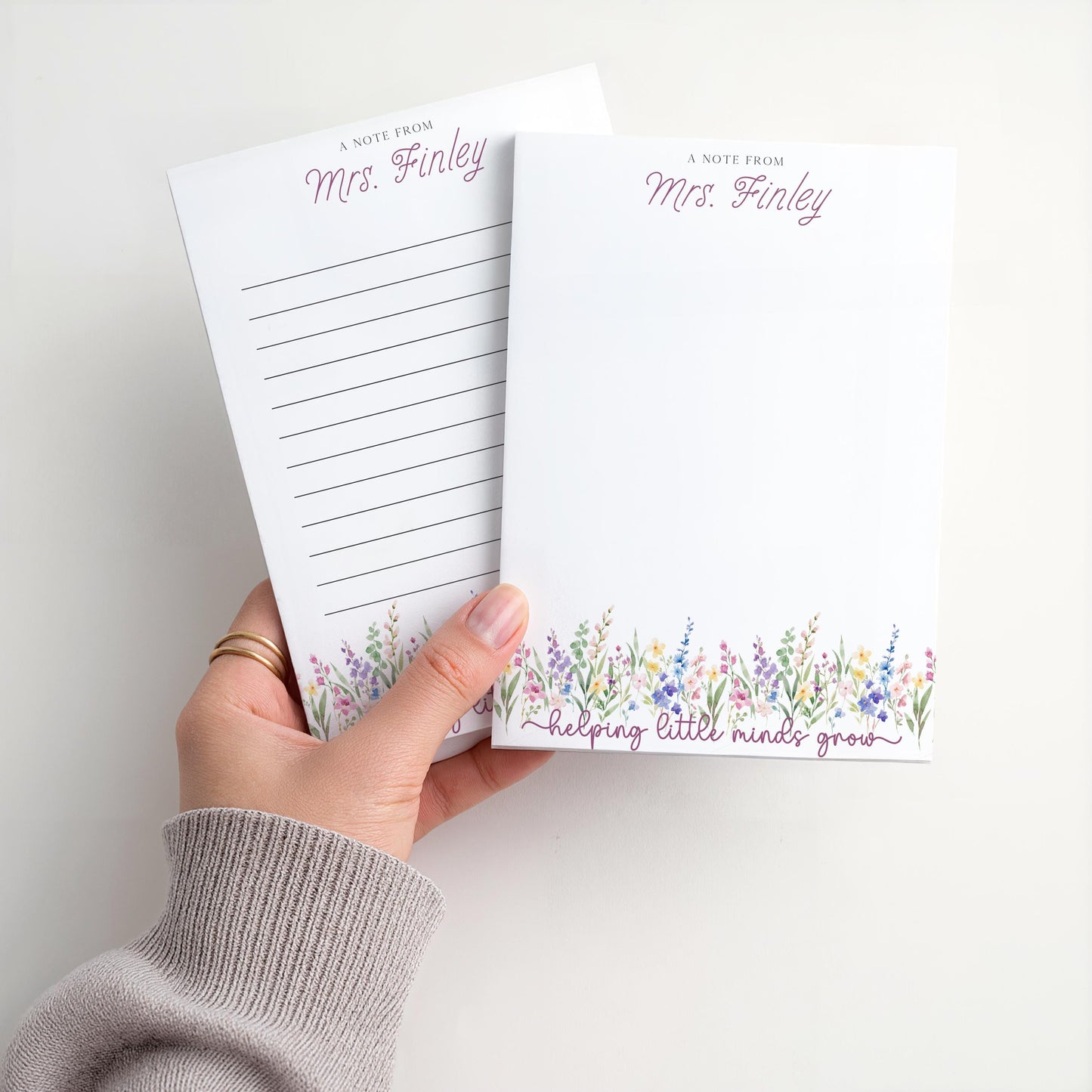 Personalized Teacher Notepad | Helping Little Minds Grow | Wildflowers | Teacher Appreciation Gift
