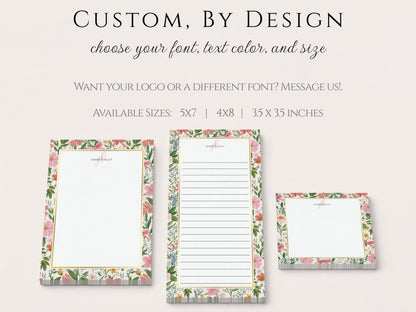 Personalized Floral Notepad | Dusty Pink Bows and Flowers | Mother's Day Gift Idea