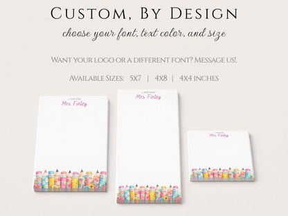 Personalized Teacher Notepad | Retro Floral Print Pencils | Teacher Appreciation Gift