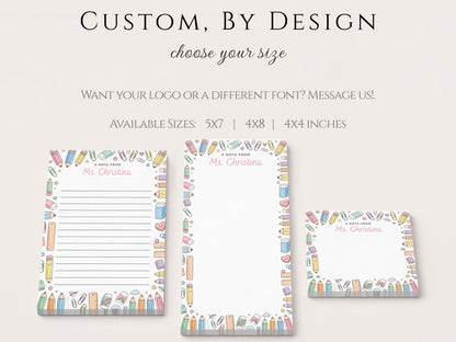 Personalized Teacher Notepad | School Essentials | Teacher Appreciation Gift