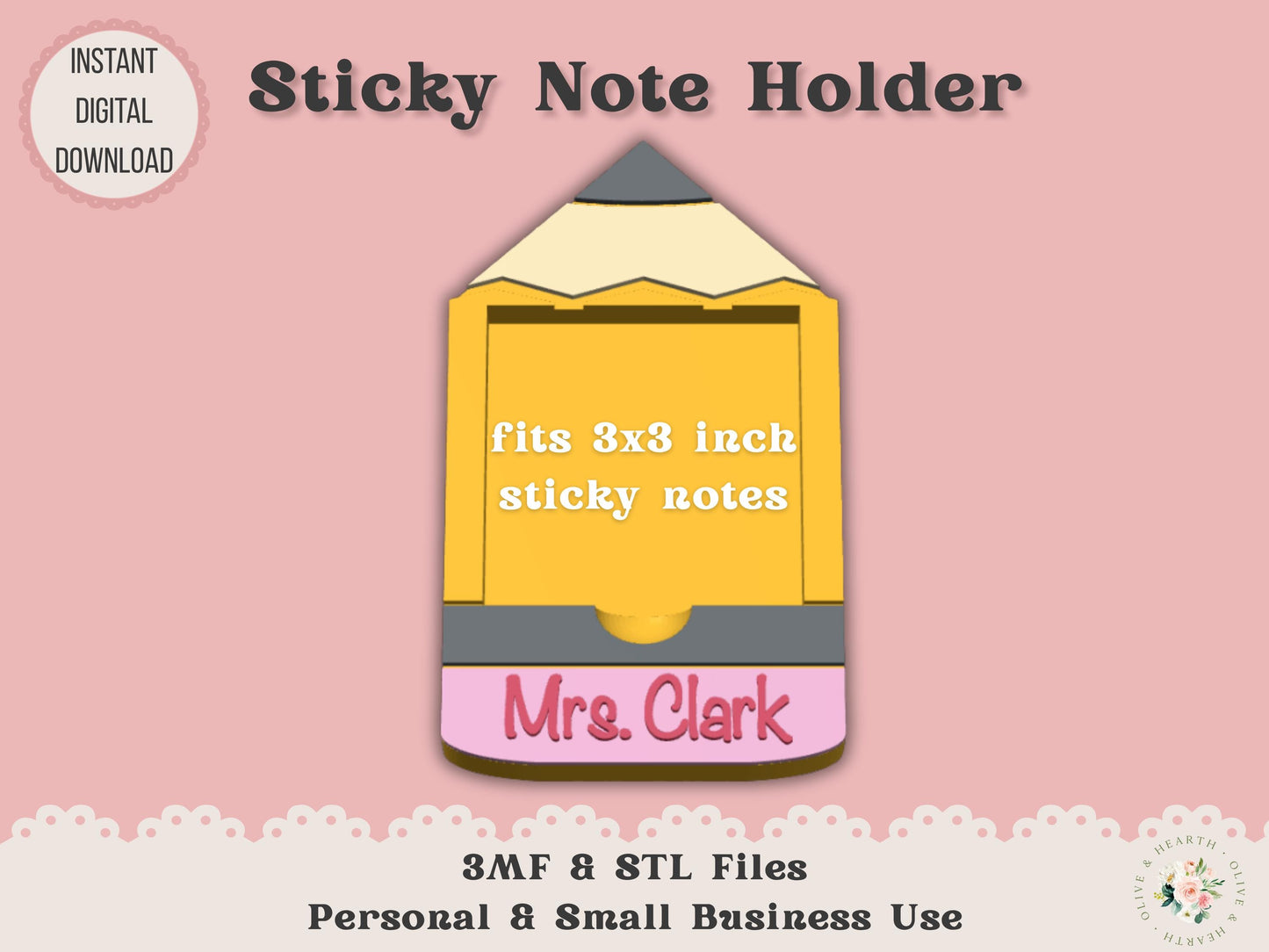 Pencil - Sticky Note Holder - Digital File
