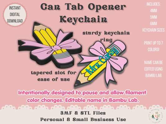 Pencil with Bow - Can Tab Opener - Digital File