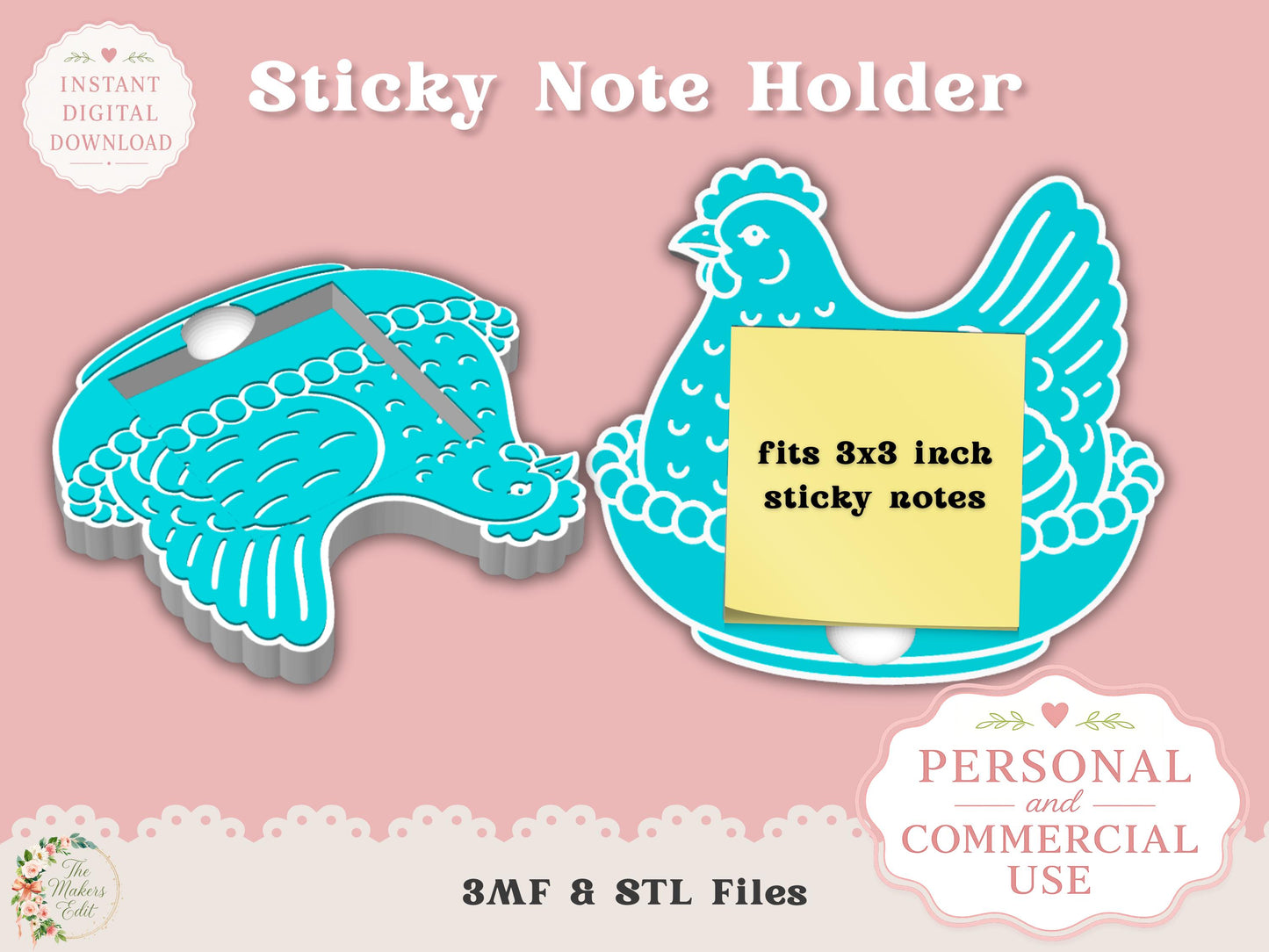 Hen on Nest - Sticky Note Holder - Digital File