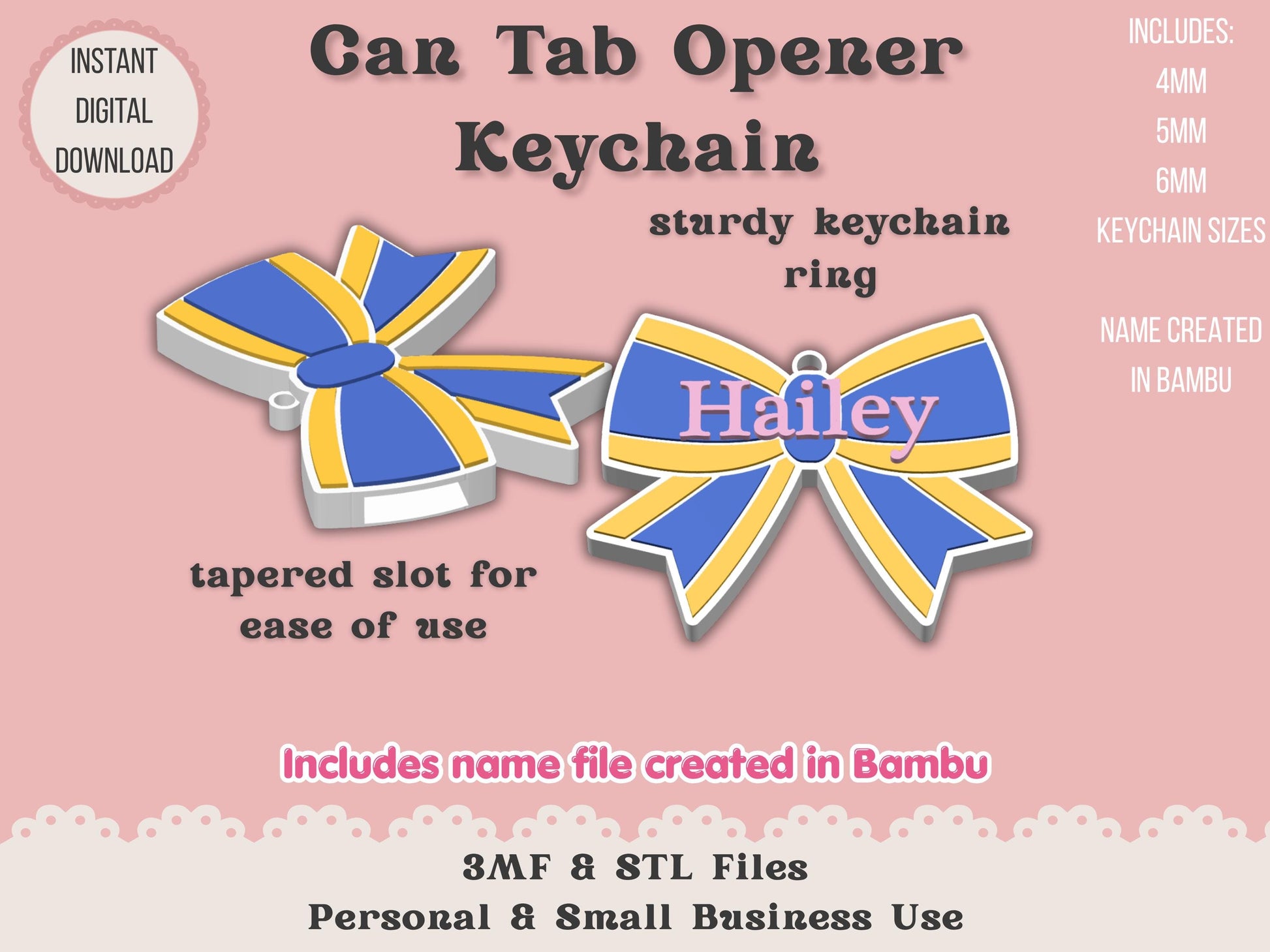 Cheer Bow - Can Tab Opener - Digital File