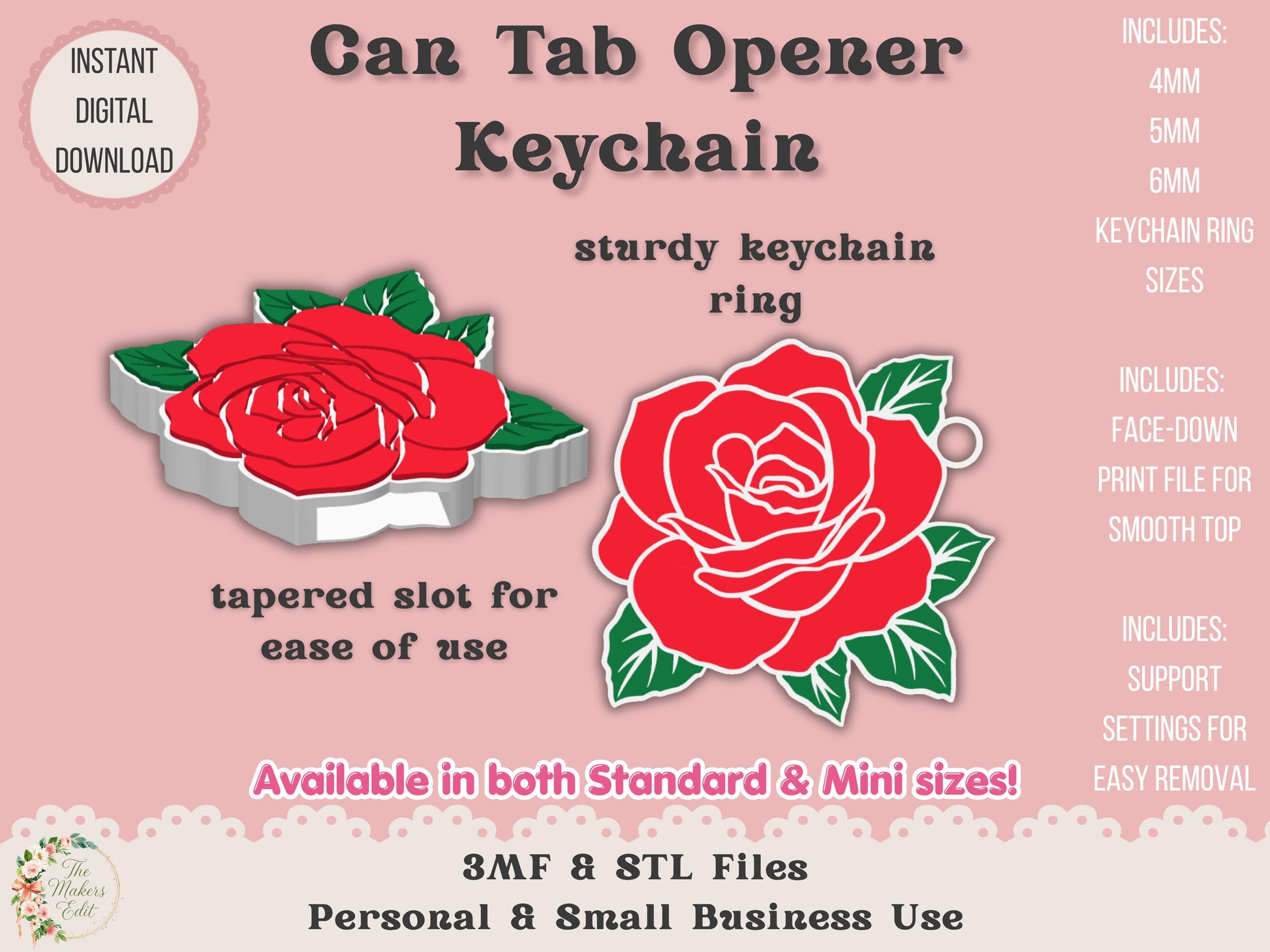 Rose - Can Tab Opener - Digital File