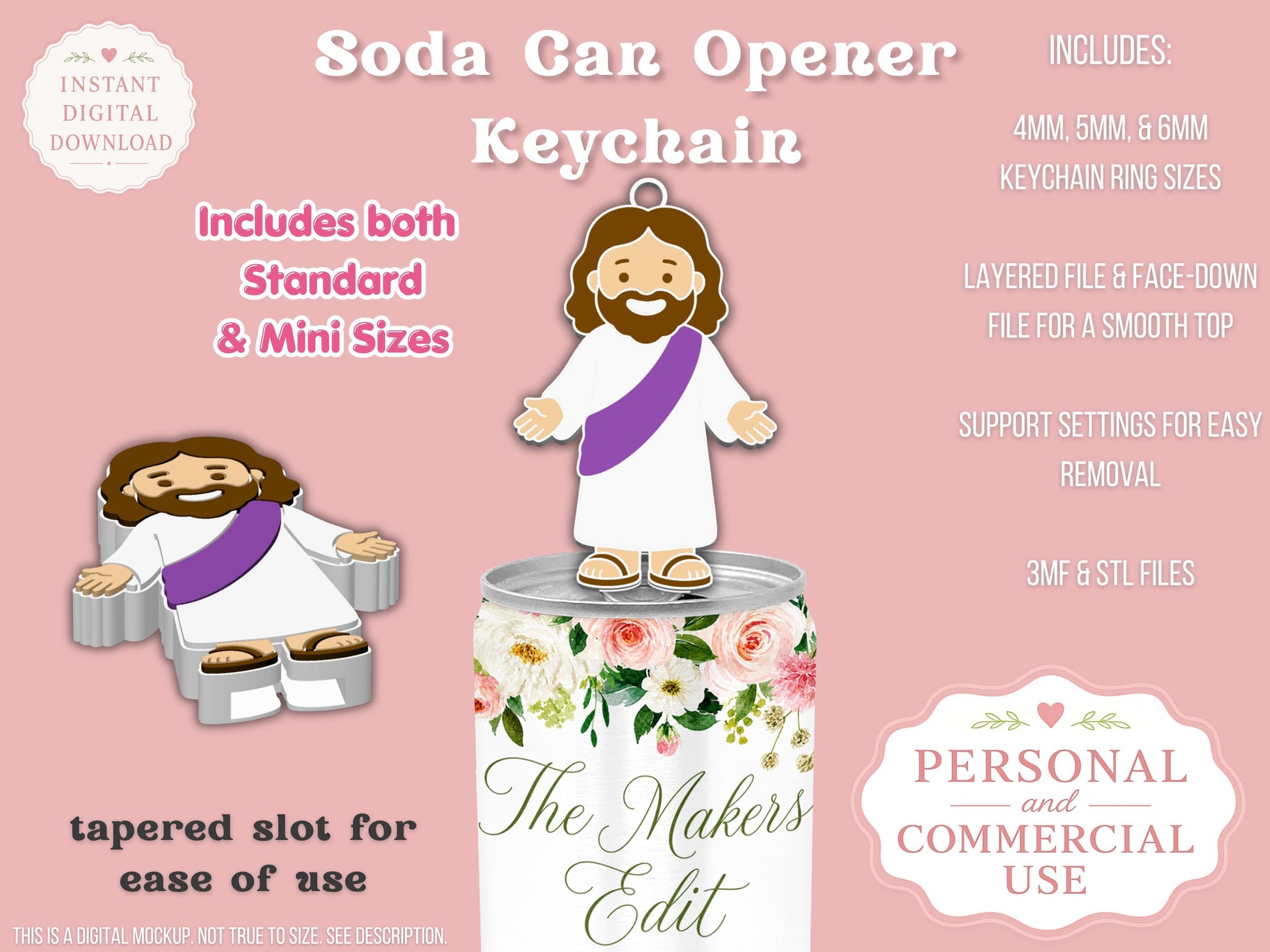 Mini Jesus - Can Tab Opener - Digital File