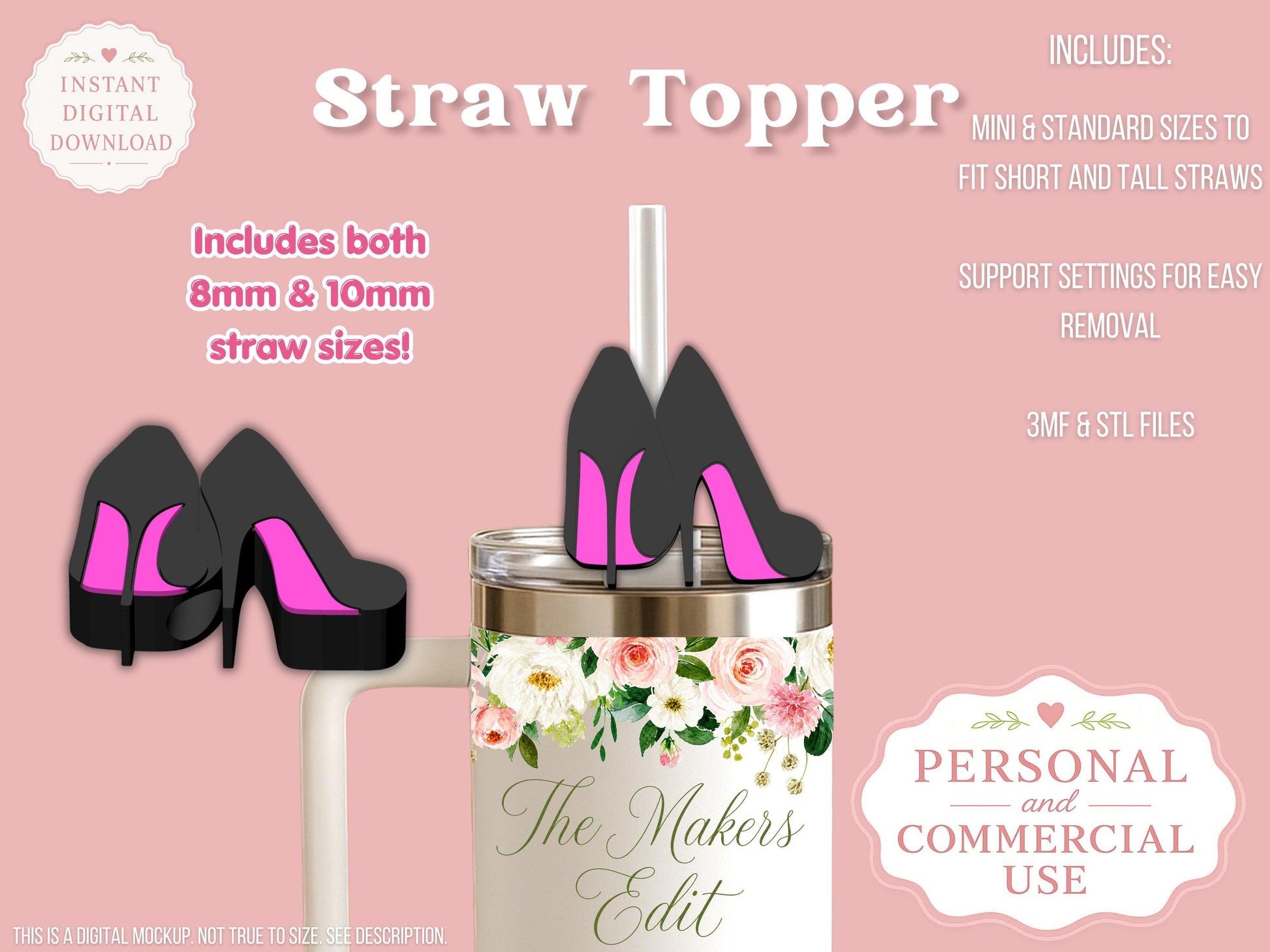 Colored Bottom Heels - Straw Topper - Digital File