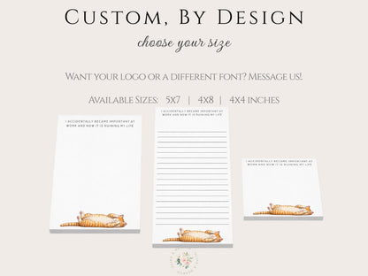 Personalized Notepad | Orange Striped Cat Work Ruining Life