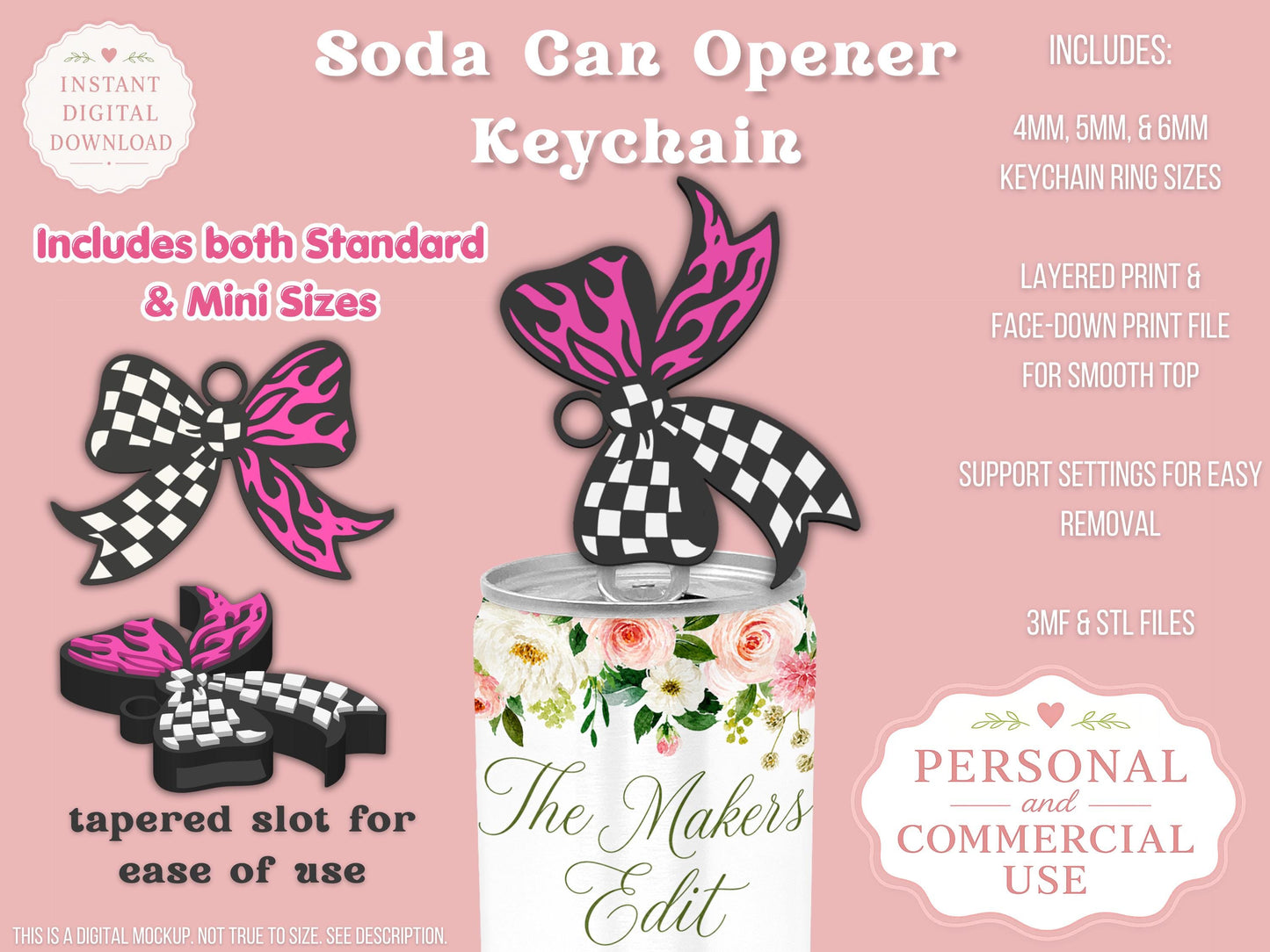 Race Girl Coquette Bow - Can Tab Opener - Digital File