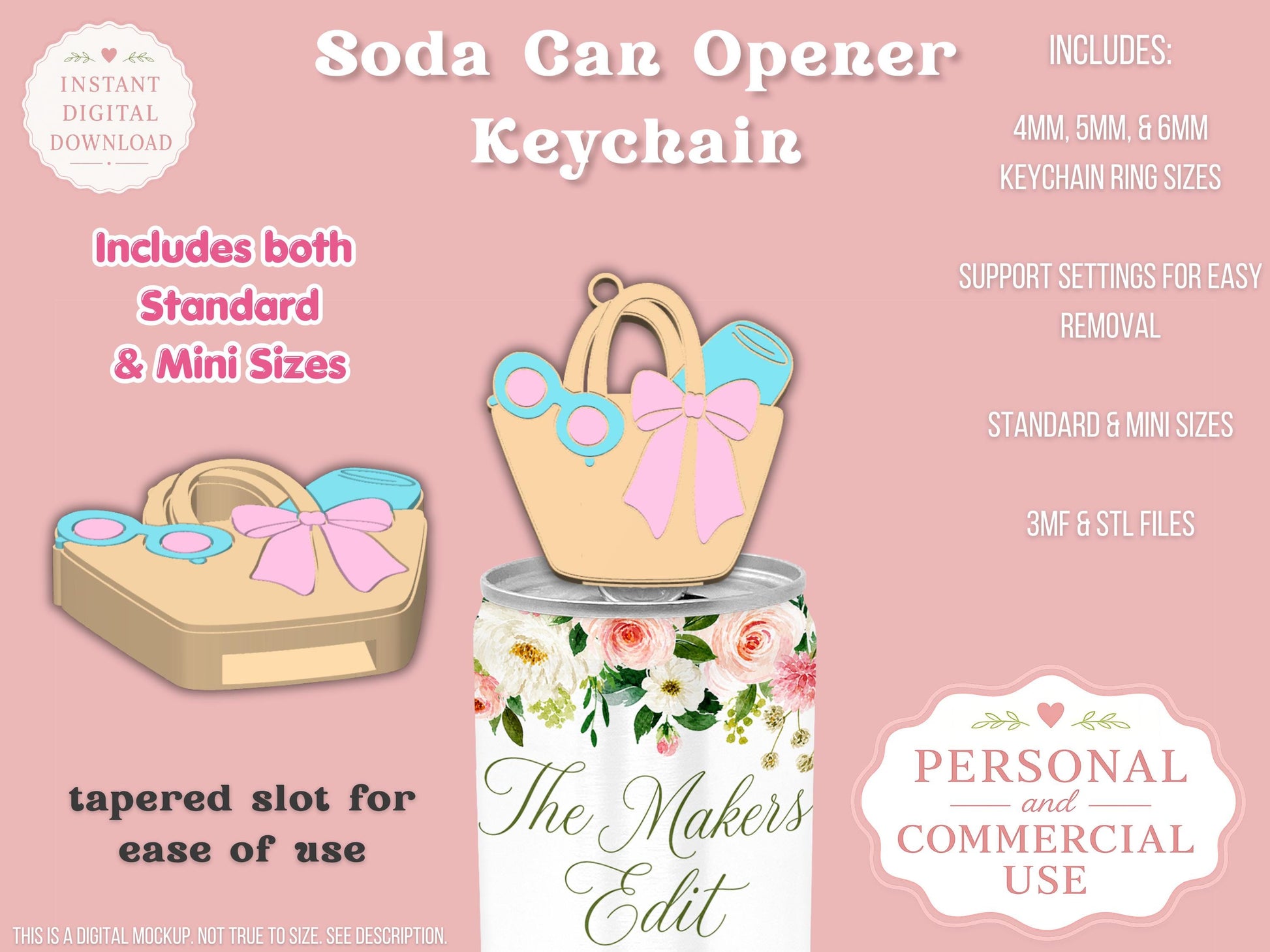 Beach Bag Coquette Bow - Can Tab Opener - Digital File
