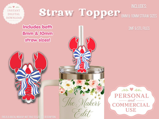 Lobster Striped Coquette Bow
