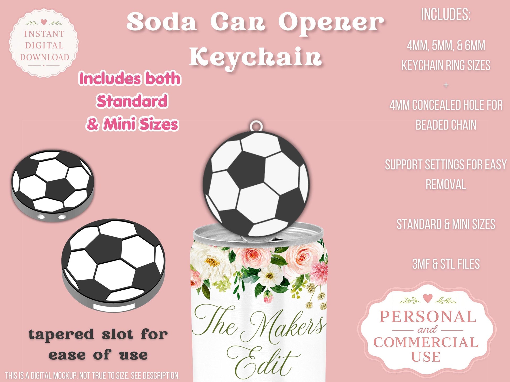 Soccer Ball - Can Tab Opener - Digital File