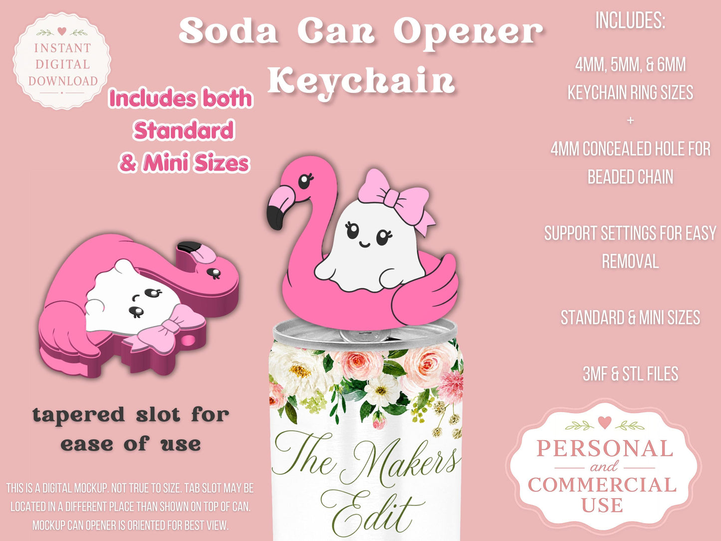 Flamingo Ghost Coquette Bow - Can Tab Opener - Digital File