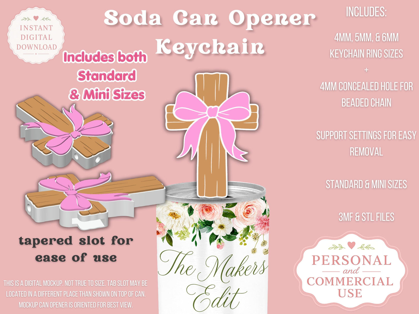 Cross Coquette Bow - Can Tab Opener - Digital File