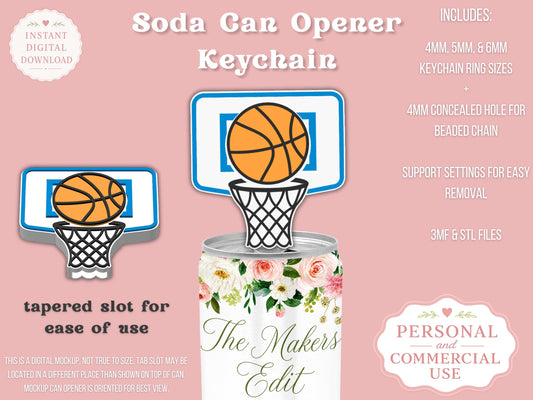 Soda Can Tab Opener 3D Printer File | Basketball Hoop STL 3MF