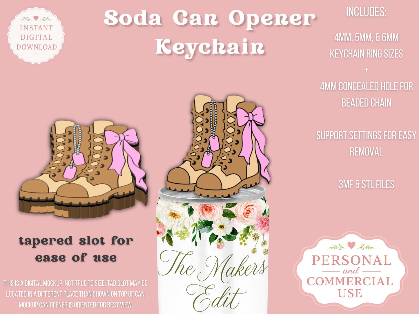 Combat Boots Coquette Bow - Can Tab Opener - Digital File