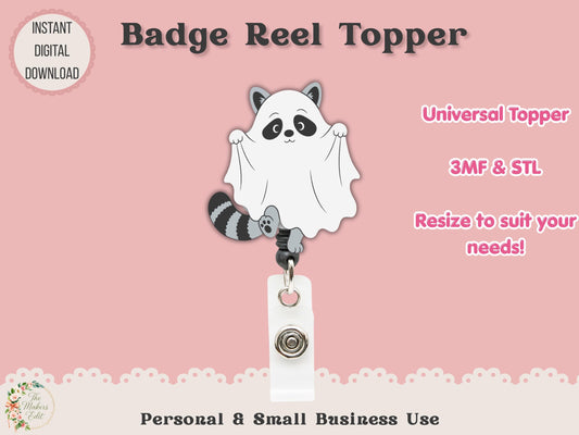 Ghost Raccoon - Badge Reel Topper - Digital File