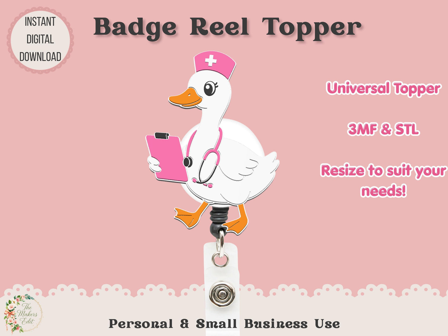 Nurse Goose - Badge Reel Topper - Digital File
